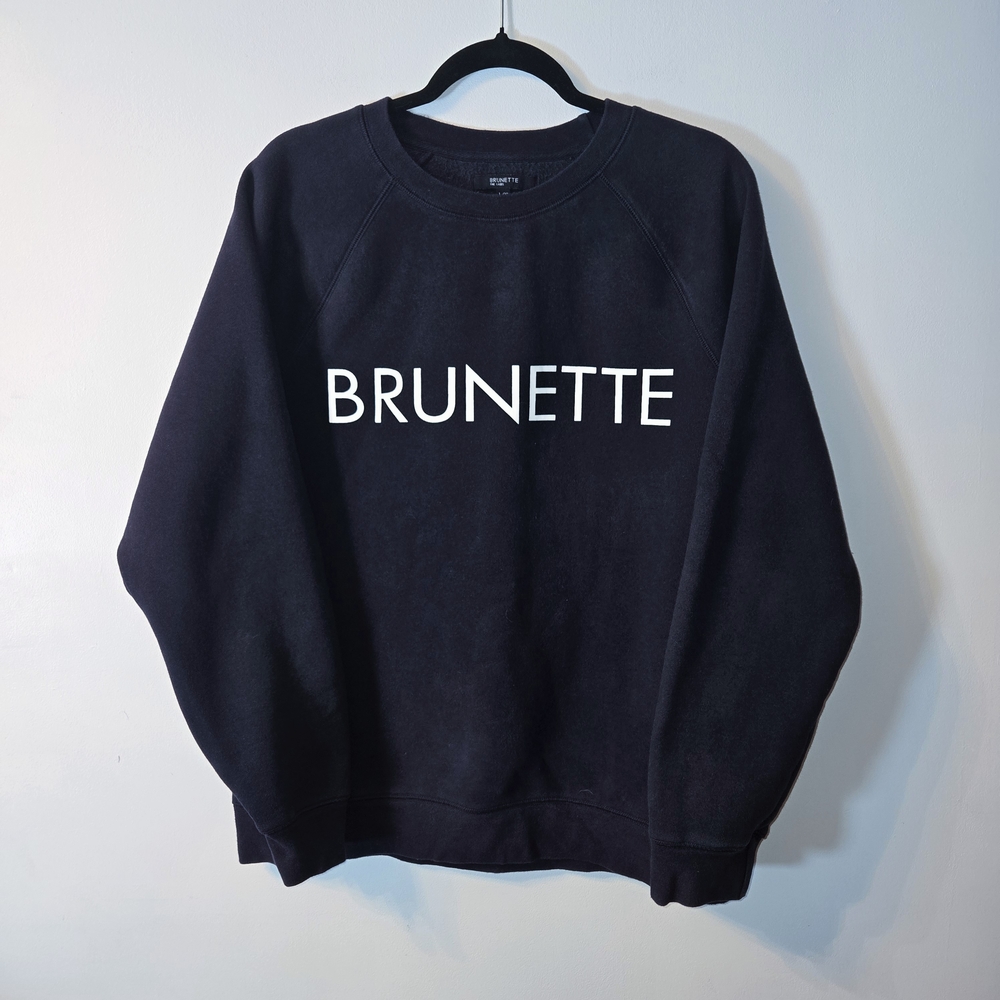 Brunette The Label Black Crewneck Sweatshirt with White Logo